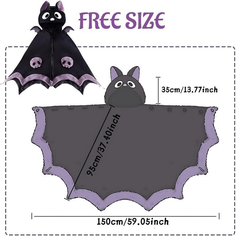 Bat Theme Comfortable Hooded Cape, Cute Cartoon Animal Design Blanket, Soft Wearable Winged Blanket, Perfect for Parties, Holidays, Events and Gifts