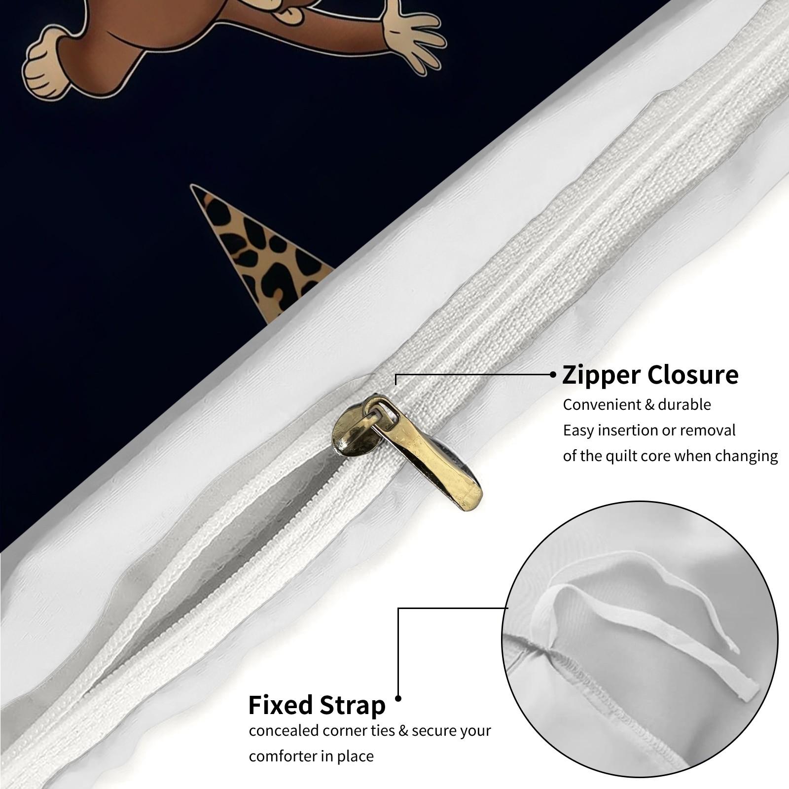 2/3 Piece Curious George Duvet Cover Set, 1 Duvet Cover + 1/2 Pillowcases NO FILLING INCLUDED, Cute Cartoon Monkey Leopard Star Bedding, Kids Bedroom Decor for Boys Girls Teens, Ideal Gift for Curious George Fans