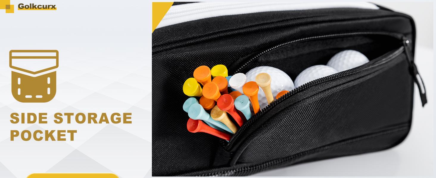 Golf Shoe Bag for Travel Zippered Sport Shoe Carrier Bags with Side Accessory Pockets for Socks, Tees, Golf Balls