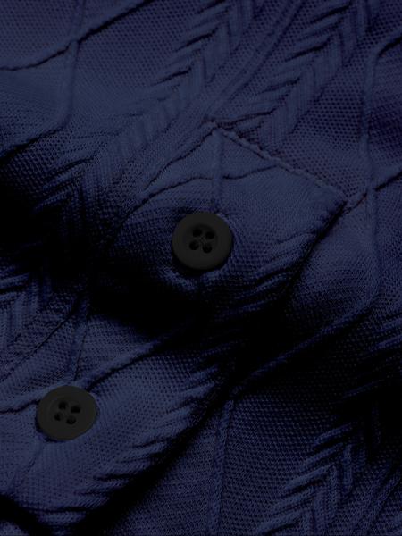 Men's Textured Design Knit Polo Shirt, Casual Summer Fitted Plain Pattern Top, Moderate Fabric Men's Clothing for Daily Wear, Menswear, Knitted Shirt