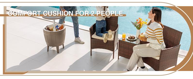 HOMALL Patio Porch Furniture Sets 3 Pieces PE Rattan Wicker Chairs with Table Outdoor Garden Furniture Sets HOMALL Patio Porch Furniture Sets 3 Pieces PE Rattan Wicker Chairs with Table Outdoor Garden Furniture Sets