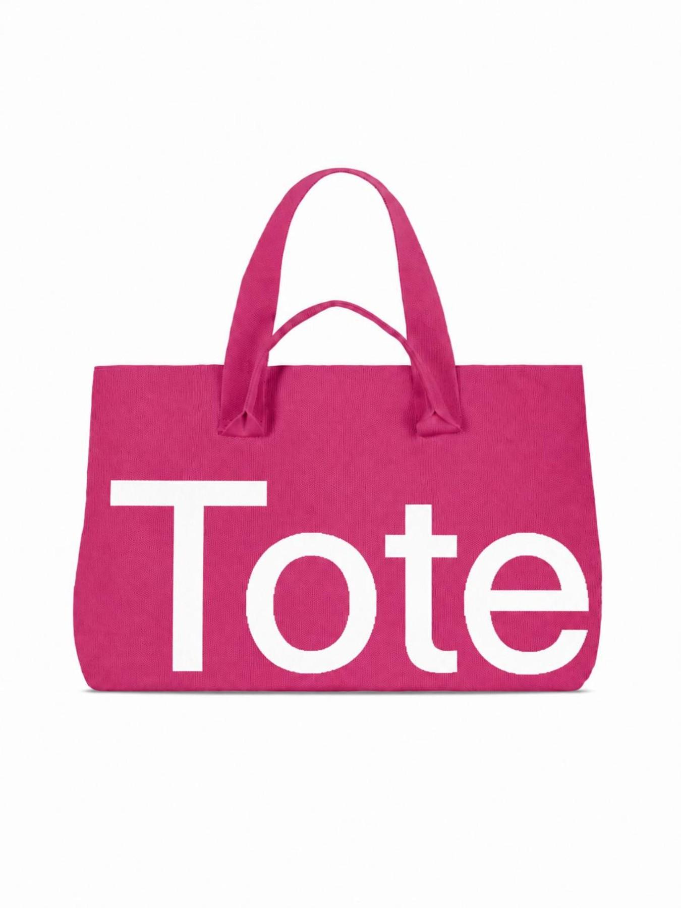 Large Capacity Letter Tote Bag, Woven Knit Shoulder Bag, Fashion Handbag, Crossbody Bag, Stylish and Practical Accessory