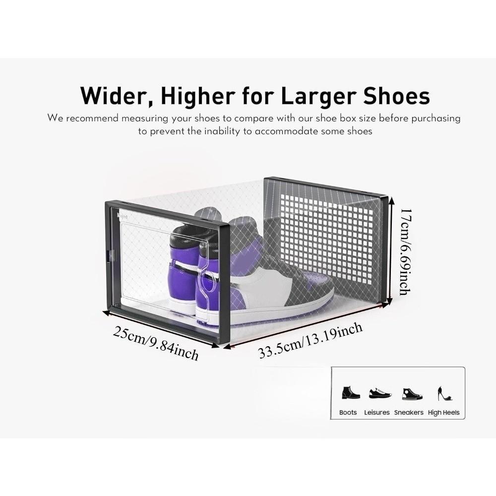 Large Shoe Box Organizer, Transparent Plastic Stackable, Replacement Shoe Rack, Sports Shoe Container, Toy Storage Box, Transparent