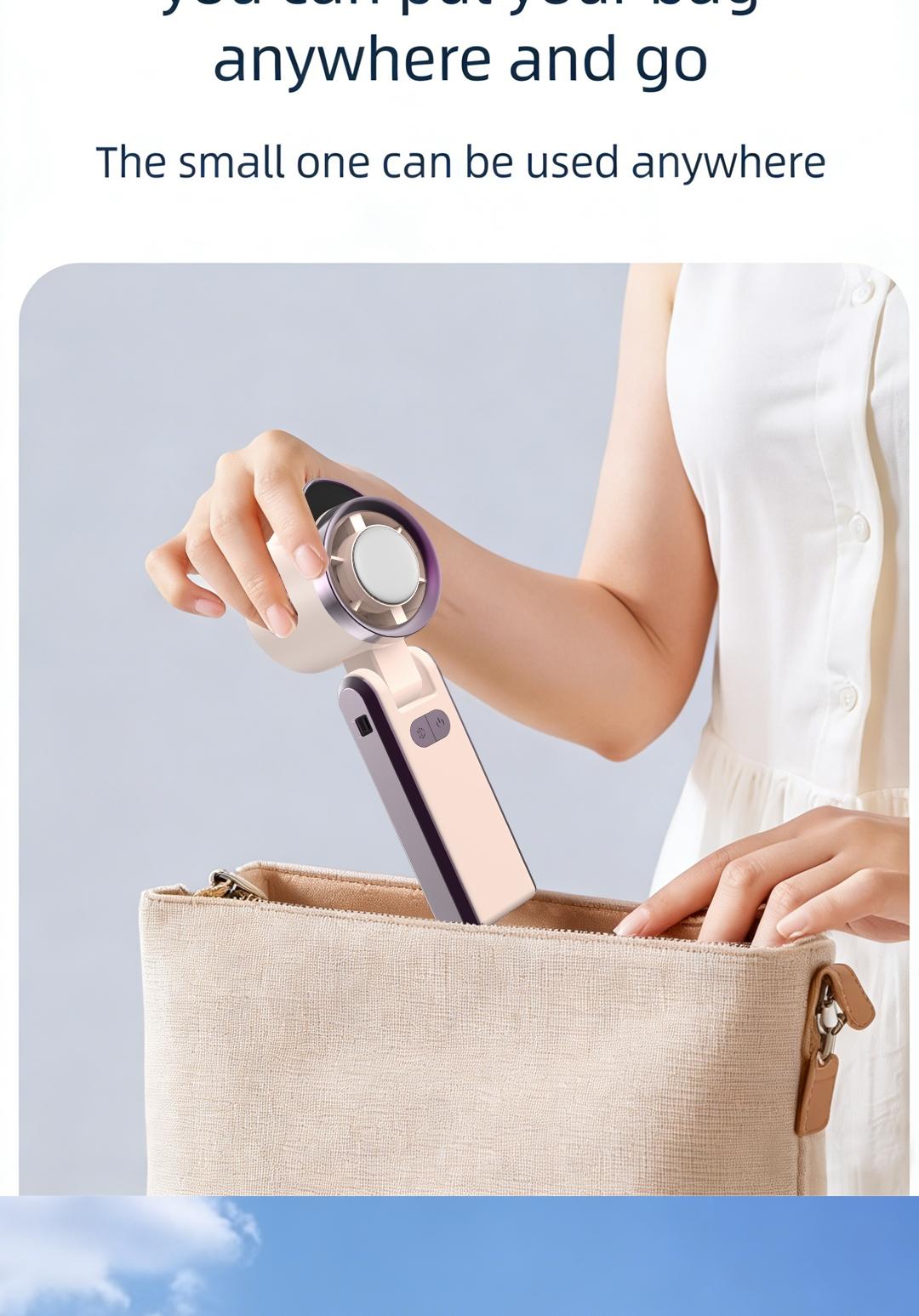 D28 Portable Travel Fan Mini Pocket Handheld Rechargeable Turbine Battery Powered USB High Speed Fan for Men Women