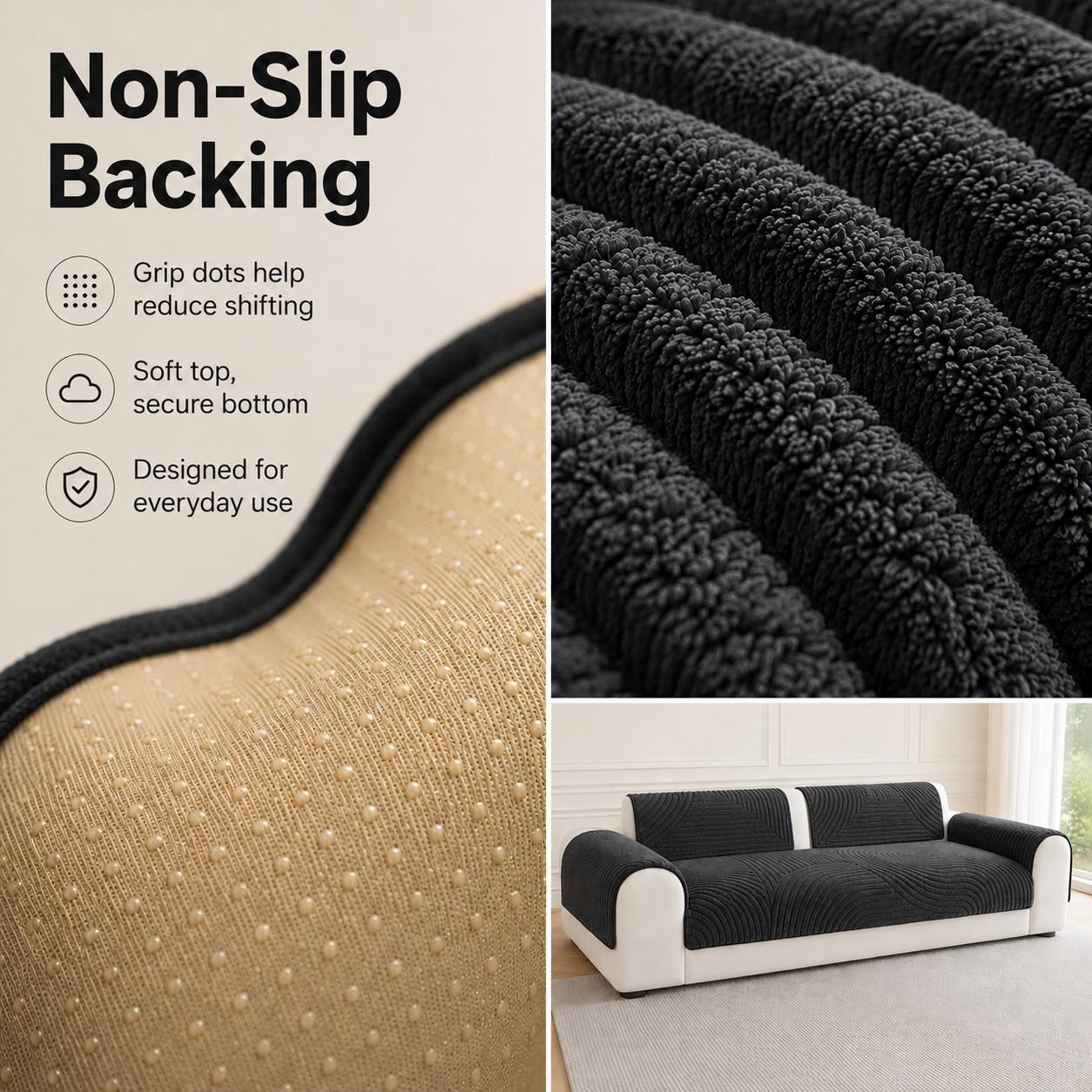 Pet Friendly Sofa Covers, Thick Ribbed Couch Protector, Non Slip Machine Washable Seat Cushion, Sofa Covers Available in Multiple Colors, Cozy Sofa Cover for Living Room Bedroom, Fits 1/2/3/4 Seater Sofas, Removable Washable Slipcovers