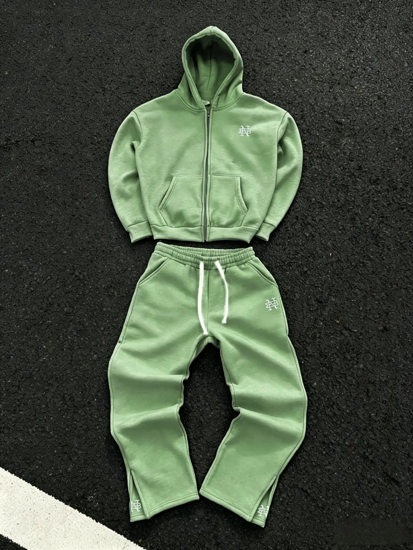 Y2K Men's Full Zip Hoodie and Jogger Set, Embroidered Logo, Loose-Fit Street Style, Casual Two-Piece for Daily Wear/commute