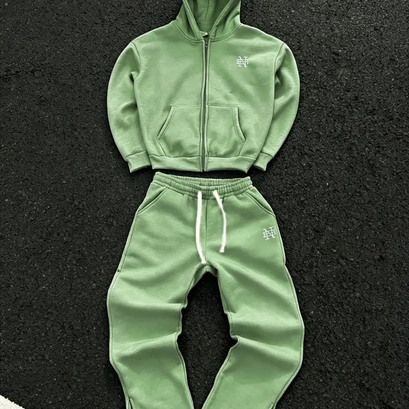 Y2K Men's Full Zip Hoodie and Jogger Set, Embroidered Logo, Loose-Fit Street Style, Casual Two-Piece for Daily Wear/commute
