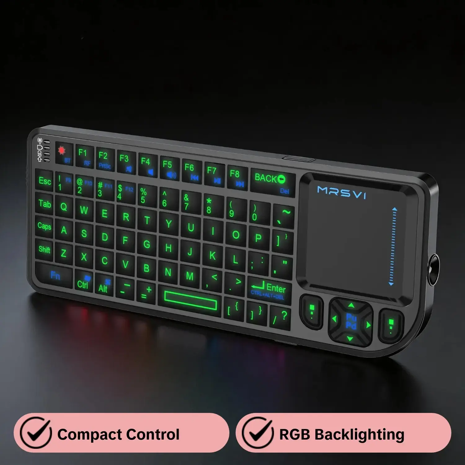 Mini Bluetooth-compatible & Wireless External Multifunctional Lighted Keyboard with Touchpad, RGB Backlit, Laser Pointer, Home Entertainment Remote, Compatible with Smart TV, MAC, Windows, Wireless Computer Keyboard, Computer Peripherals
