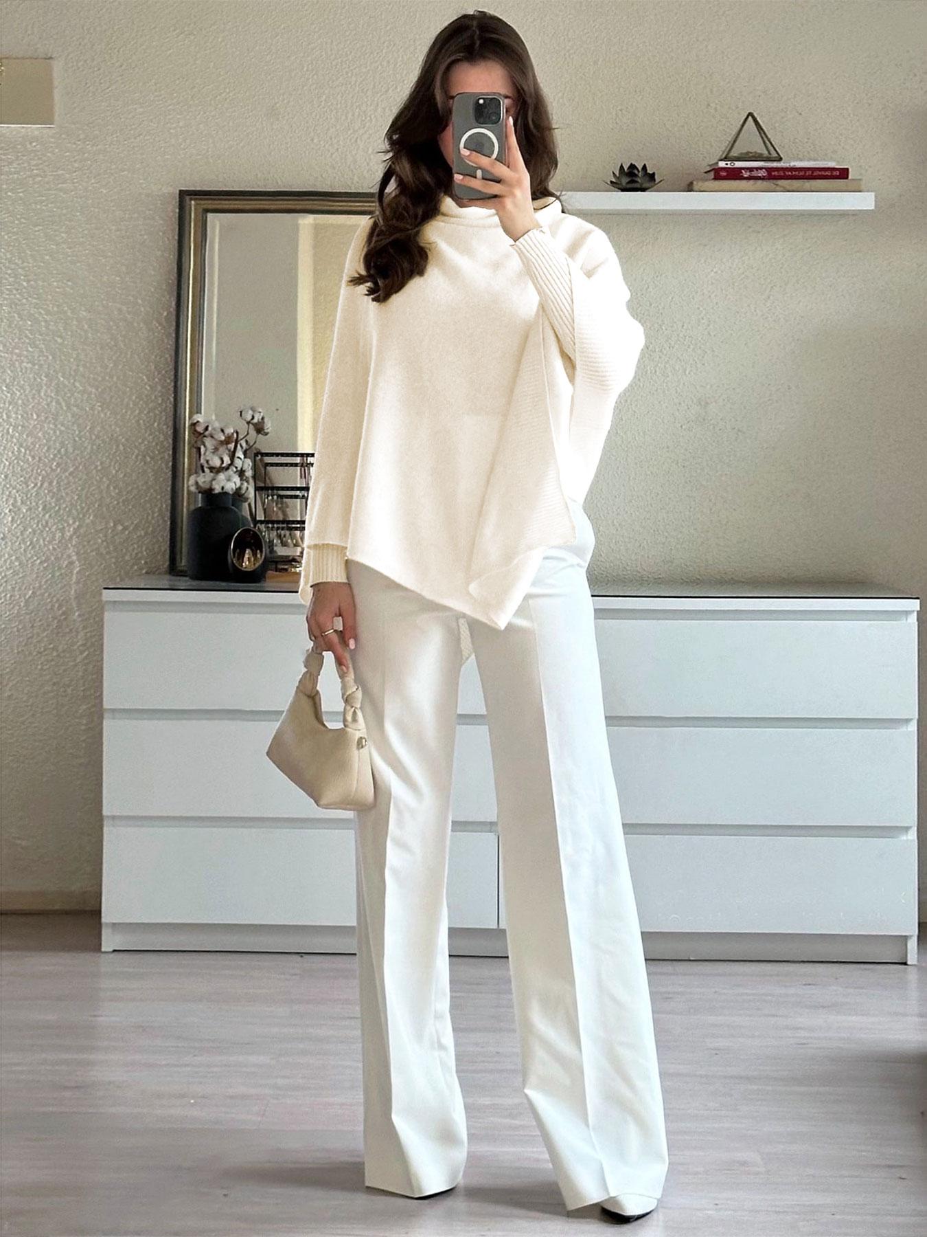 Women's Plain Loose Elegant Fashion Knit Shawl, Fall & Winter Mid-Weight Knit Wrap, Stylish Versatile Accessory for Ladies, Trendy Solid Shawl