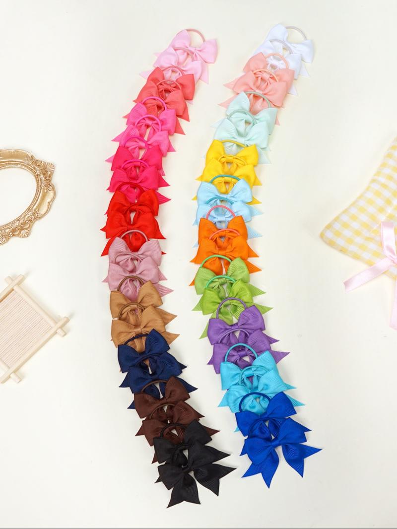 40-Piece Classic Bow Hair Ties Set, Strong Elasticity for Fine Soft Hair, Multi-Color Fits Various, Girls Ultimate Hair Accessory Collection, Hair Accessories Sets