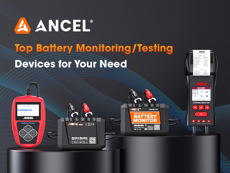 ANCEL BM300 Pro 6V 12V 24V Battery Monitor - Bluetooth 5.3 Battery Monitor with Charging, Cranking System Test & Alarm - IP67 Waterproof Voltmeter for Trucks, Cars, Motorcycles, Boats