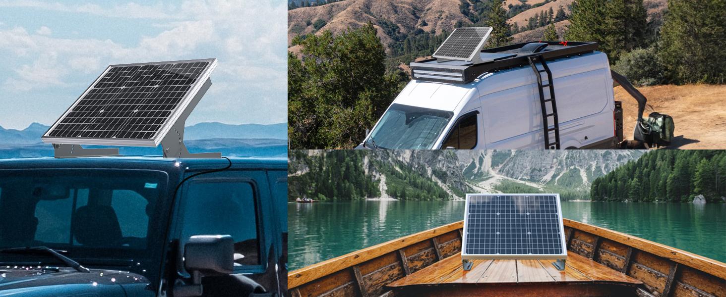 SOLPERK 50W/12V Solar Panel Kit, Solar Battery Trickle Charger Maintainer + Waterproof Controller + Adjustable Mount Bracket for Automotive Motorcycle Boat Marine RV Camping Roof Outdoorfun dealsforyou