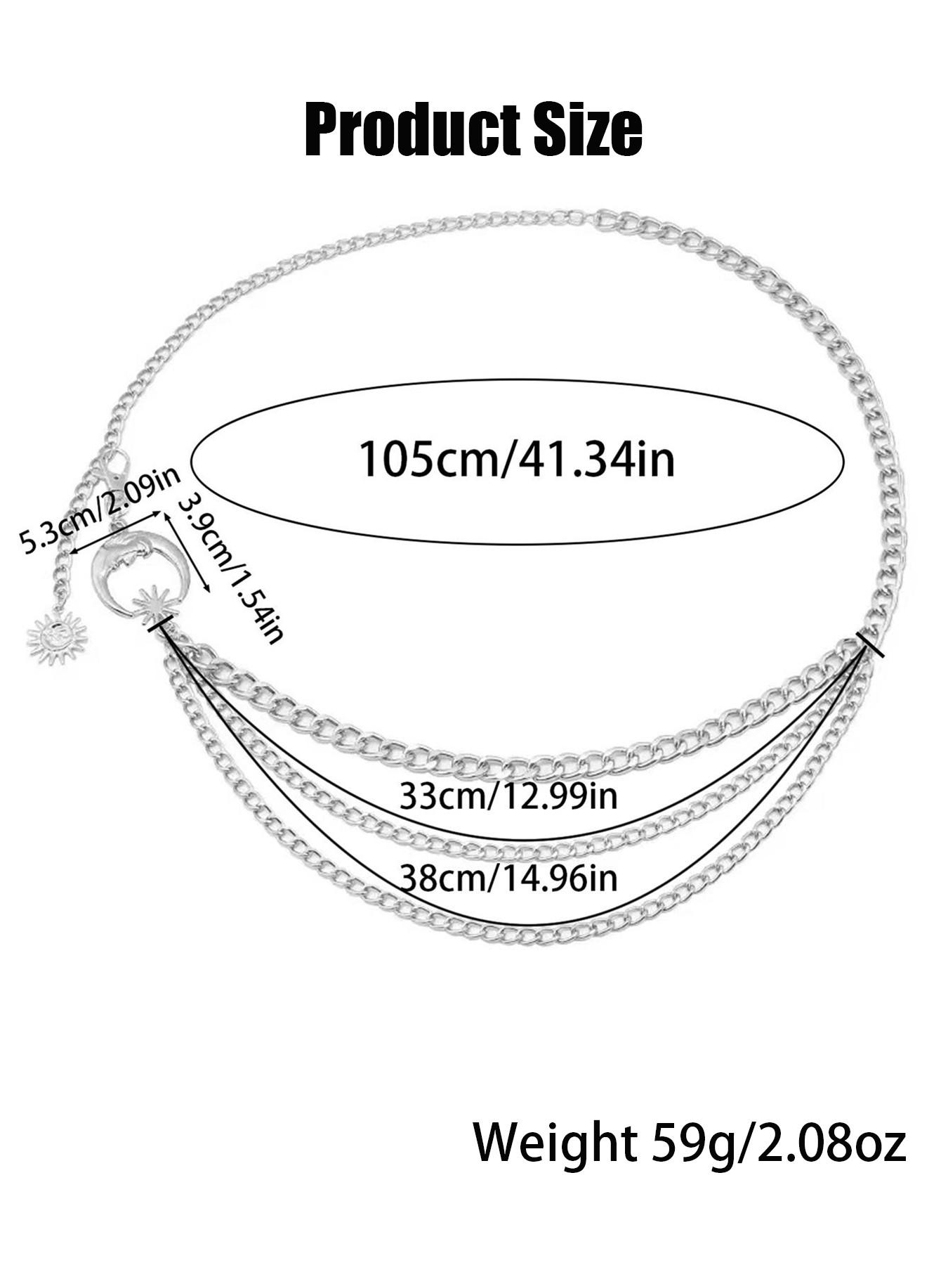 Women's Moon Design Layered Belts, Fashionable Rhinestone Decorated Adjustable Belt for Jeans & Dress, Casual Waistband for Daily Clothing Decor, Trendy All-match & Exquisite Belt for Birthday Gift, New Punk Boho Style Statement Belts, Star Decorated Belt