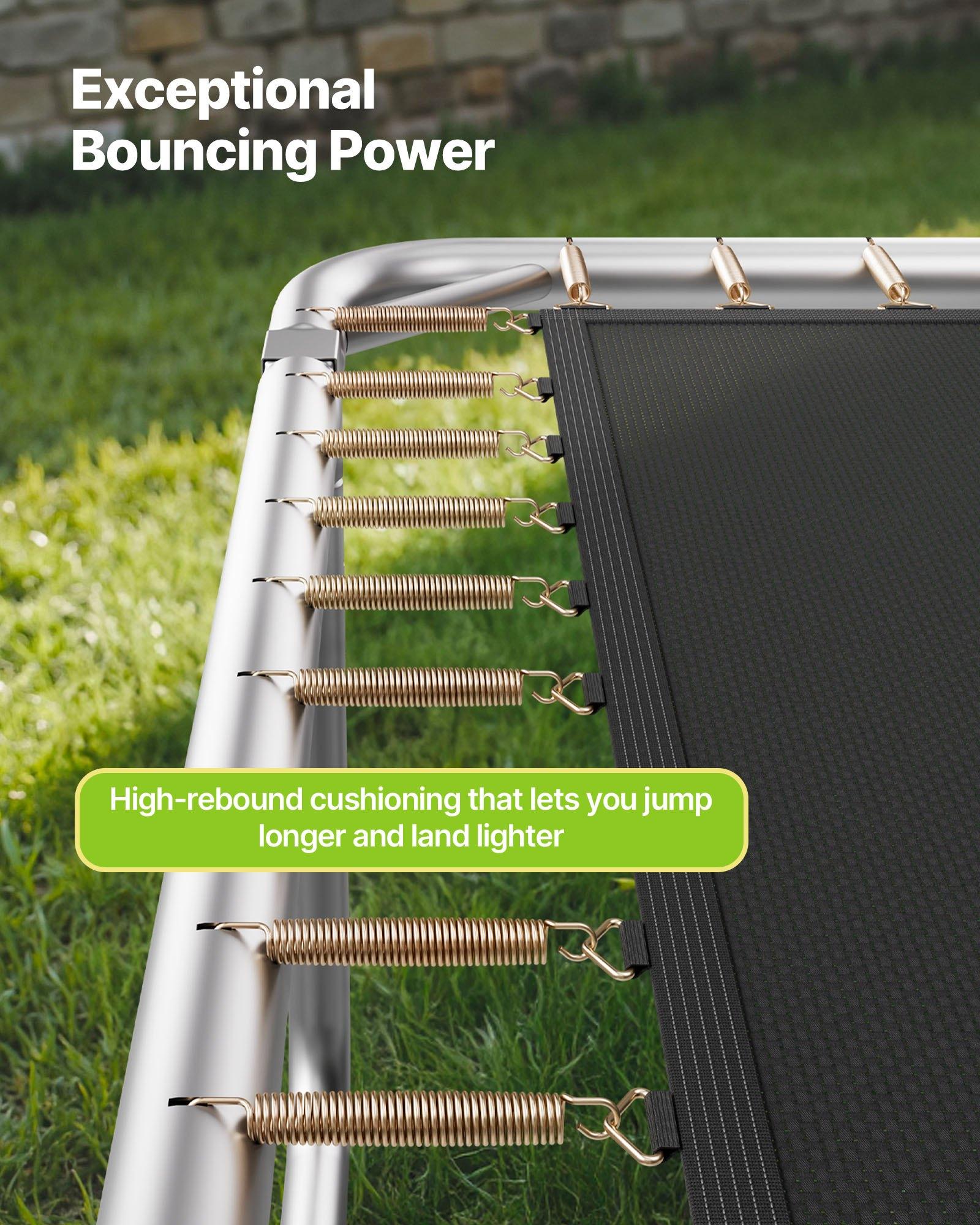 VEVOR Outdoor Trampoline, 8 x 14FT Rectangle Trampoline, ASTM Approved  Recreational Trampolines with Enclosure Net, Max 265 lbs Weight Capacity, Anti-Rust Rectangular Trampolines for Kids & Adults