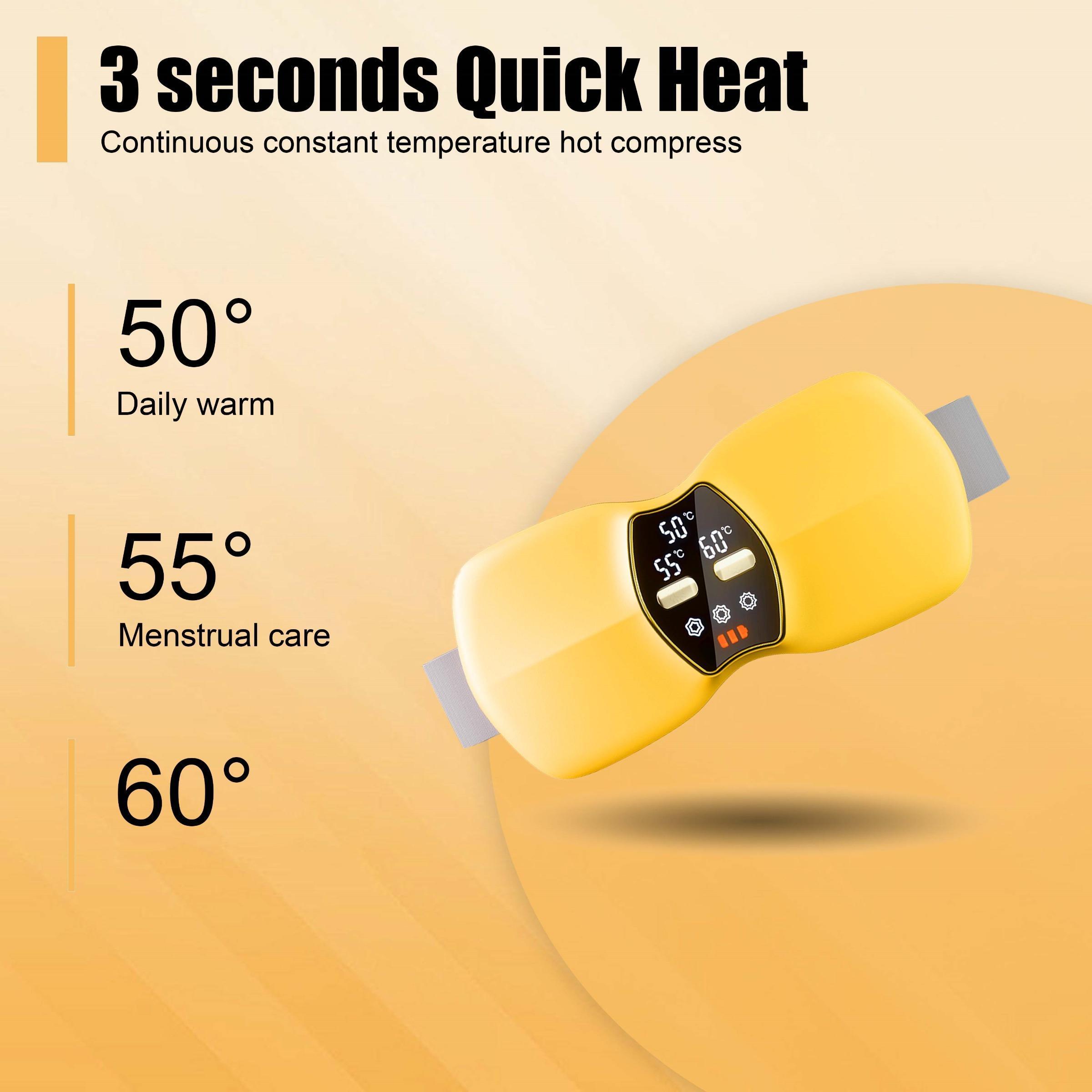 Heating Pads,  Period Cramp Massager Portable Cordless Heating Pad with 3 Heat Levels and 3 Massage Modes for Back Pain Relief Menstrual Heating Pad Hot Compress Heat Pad (Pink)