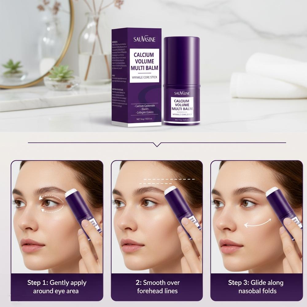 Calcium Volume Multi Balm, Collagen All-in-One Moisturing Stick, Collagen Boosting, Wrinkle Smoothing, Firming & Eye Hollow Plumping Eye Treatment,Hydrating, Anti-Aging & Travel Friendly , Anti-aging Skin Care Stick for Eyes, Neck, Face, 6g