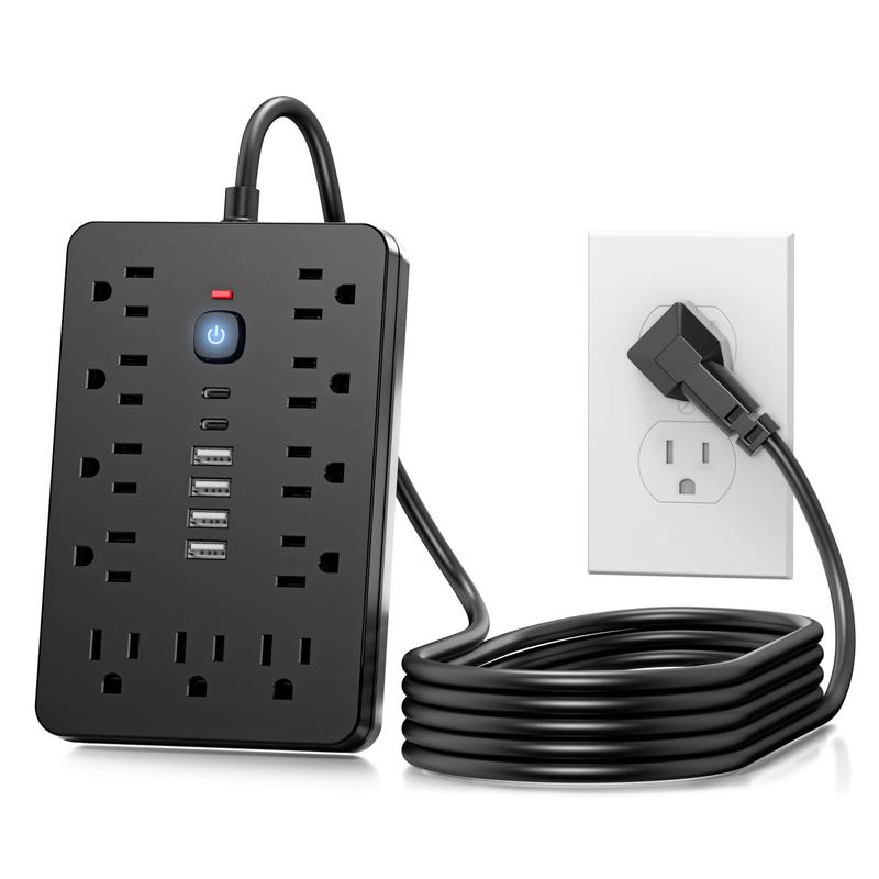 17 In 1 Surge Protector Power Strip, Wall Mounted Desktop Charging Station With 11 AC Outlets, USB & Type-C Ports, Suitable for Home, Office and Travel