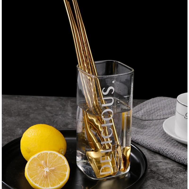 Creative 304 Iron Shovel Straw Spoon Combo, Two-In-One Drink Stirrer, Juice Tea Coffee Mixer, Watermelon Scoop Spatula, Stirring