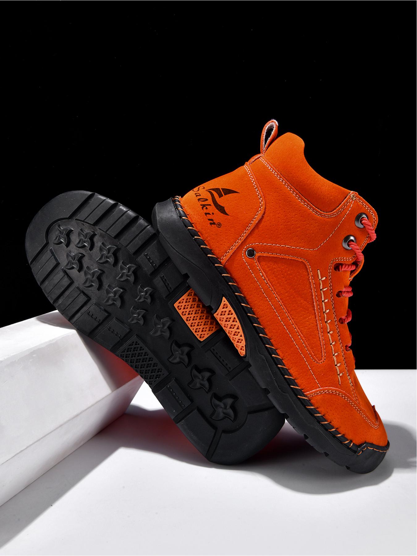 Vintage Hand-Stitched Chelsea Work Boots, Soft Bottom Anti-Slip Casual Hiking Shoes, Synthetic Leather, Medium Width, All Seasons