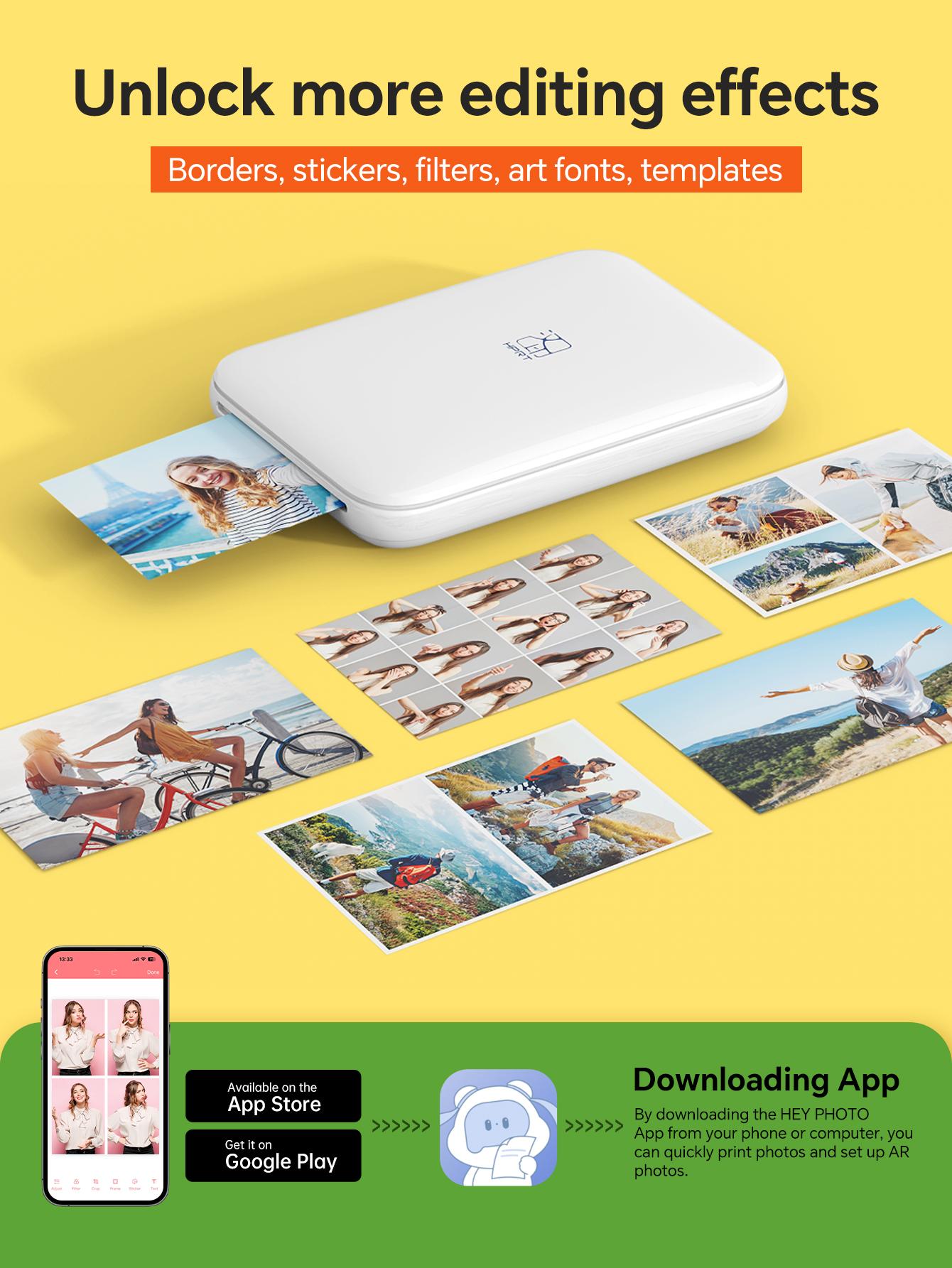 HPRT MT53 Mini Photo Printer, Portable Wireless Bluetooth Sticker Printer for iPhone & Android, 2x3 Inch Instant Color Sticker Photos, Valentine's Day Gift