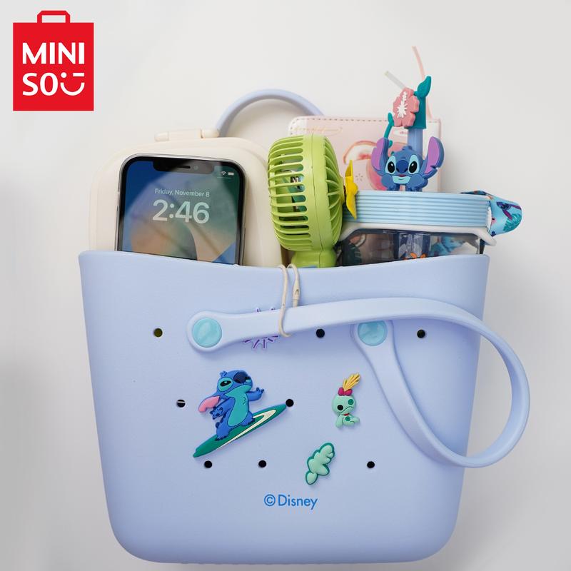 MINISO x Disney Medium Size Women Handbag - EVA Material Cute Design Durable Totebag Gift Halloween Basket Camping Strawberry Bear lotso Marie Cat Stitch Lucifer