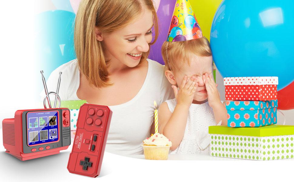 E-MODS GAMING Handheld Game Console Built in 308 Video Game Mini TV for Kids Party Favors 3.0 Inch Screen Retro Game Console Support Two-Player Gamepad Birthday Gift for Children/Adult