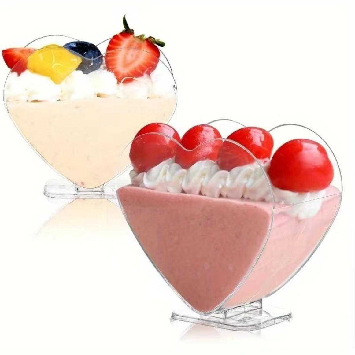 Clear Heart Shaped Dessert Cup, 30pcs Mini Serving Bowl for Appetizers and Snacks, Small Charcuterie Cups & Kitchenware for Home Party, Buffet, Wedding
