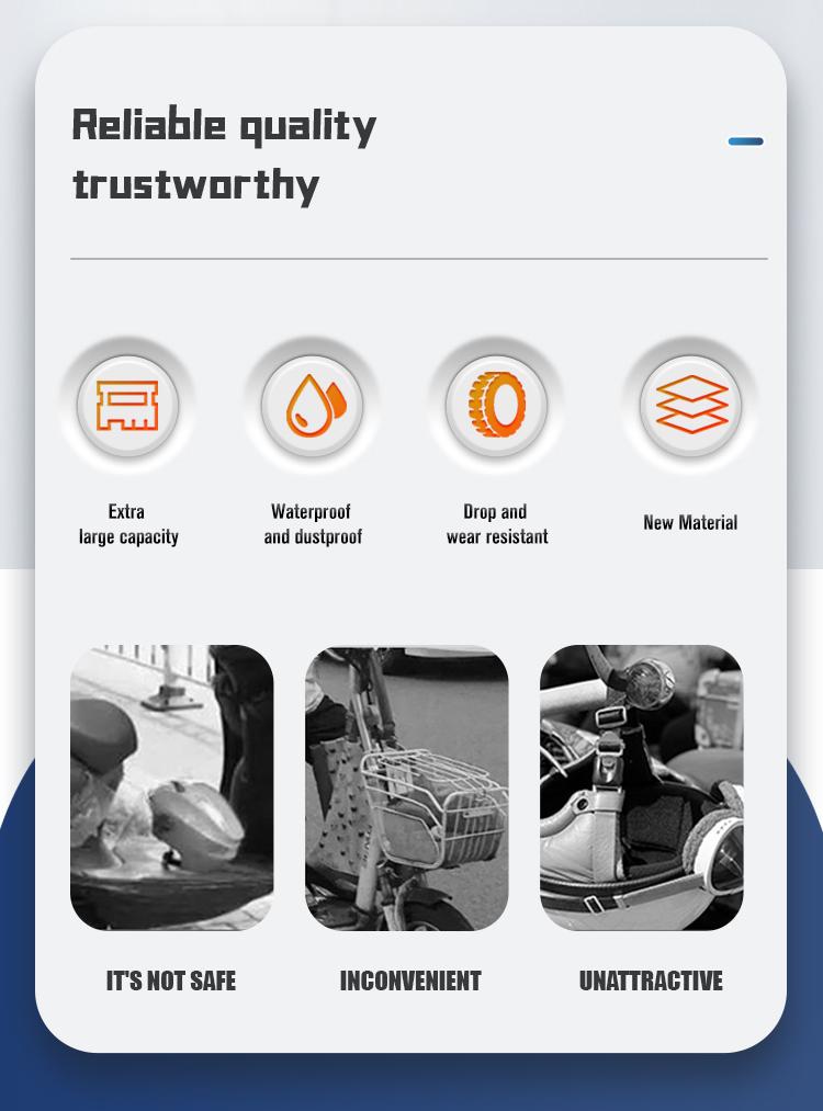 Pedal motorcycle trunk, electric bike anti-theft, waterproof, anti fall, super large, durable, detachable and applicable