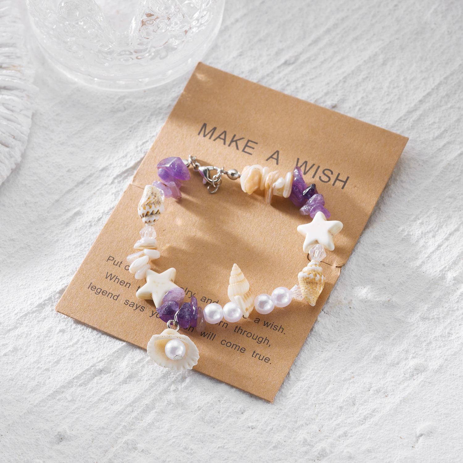 Summer Beach Inspired Handmade Shell Bracelet with Seashell Sea Star Beads for Women Stylish Ocean Themed Jewelry Lightweight Comfortable Adjustable Fit Trendy Vacation Accessory