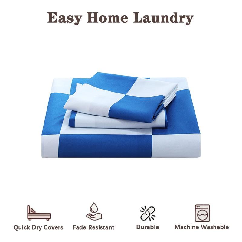 Modern minimalist blue & white plaid geometric bedding set, 3-piece set includes 1 duvet cover and 2 pillowcases, without inserts.Easy to remove, durable, perfect for bedroom decoration, soft and comfortable.