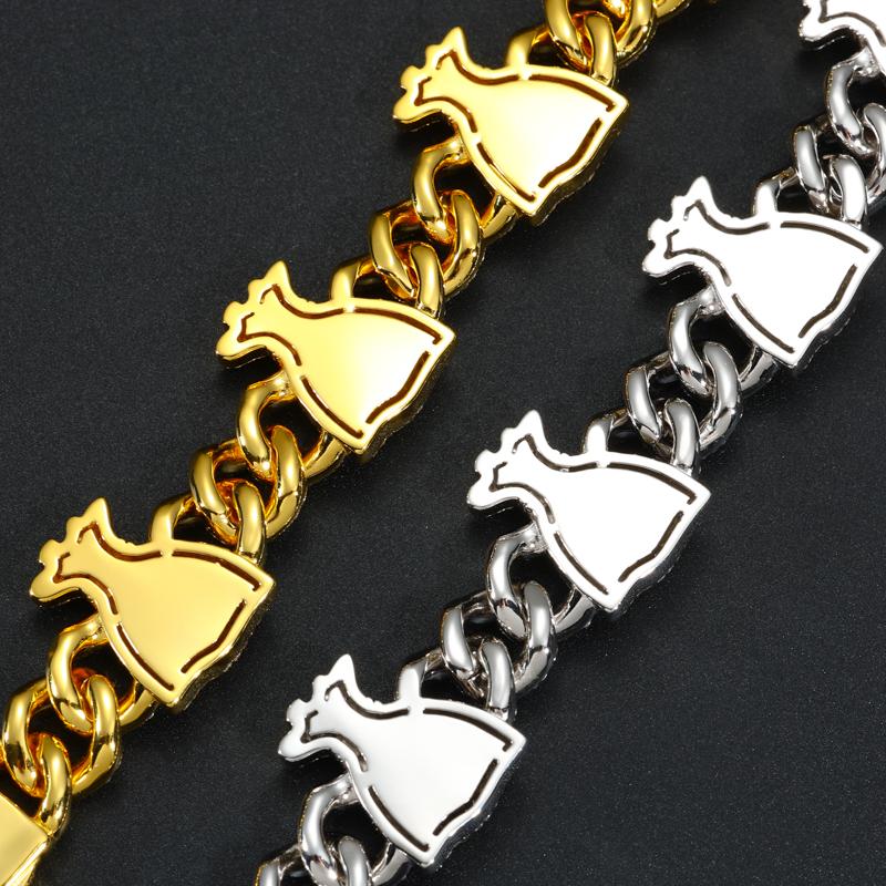 【#B315】Money Bag Charm Iced Out Cuban Link Bracelet UCCIYO Sparkling Synthetic Moissanite Chain Bracelet S925 Sterling Silver