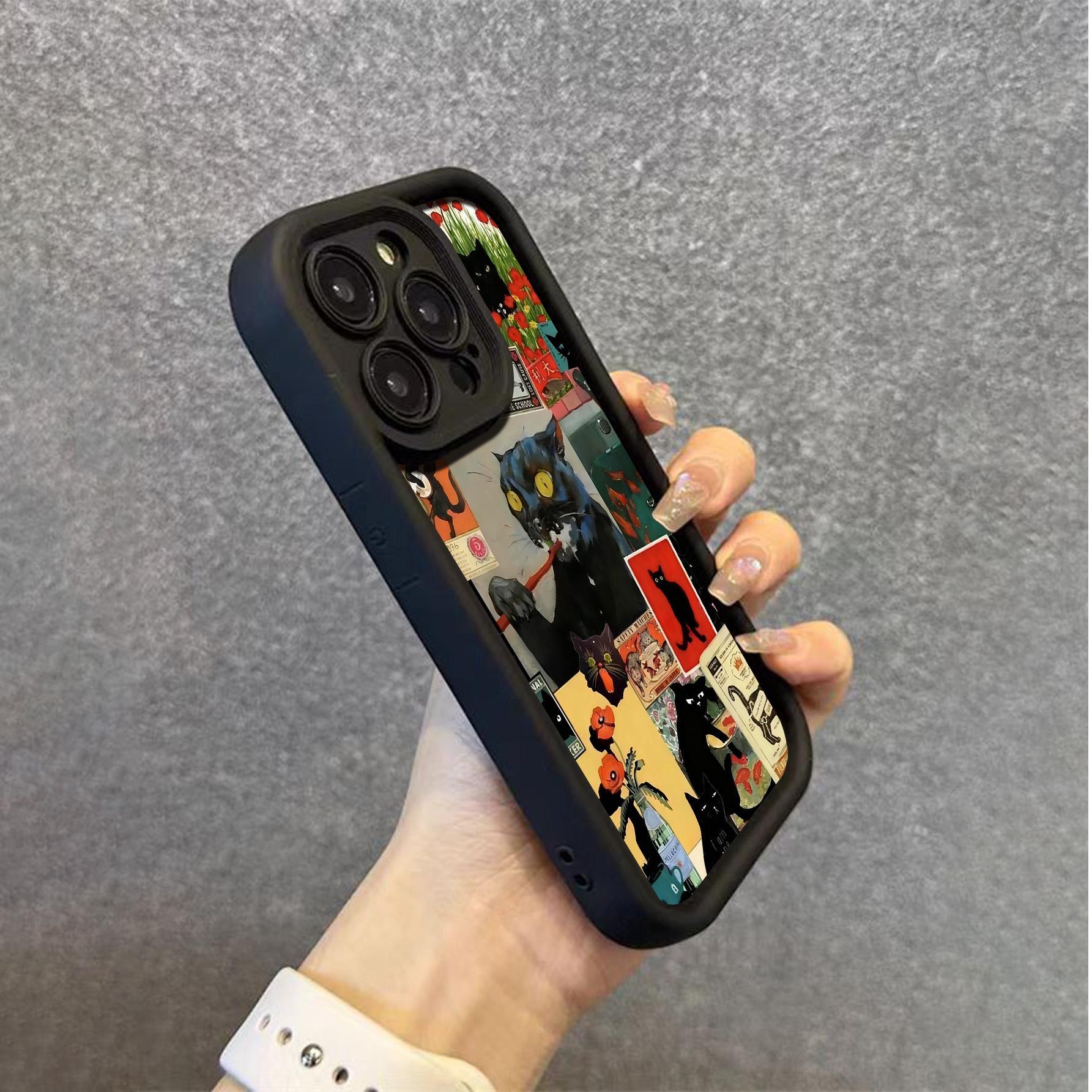 Unique Cat Patchwork Phone Case, Soft Full Coverage, Anti-Slip, Fingerprint Resistant, Suitable for Apple iPhone Models