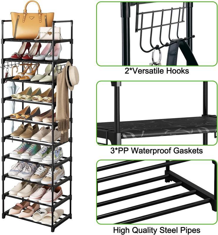 9-Tier Metal Shoe Rack Organizer for 50-55 Pairs,Stackable,Space Saving Shoe Storage Shelf for Entryway, Closet, Bedroom,New Year Gifts Waterproof Accessory