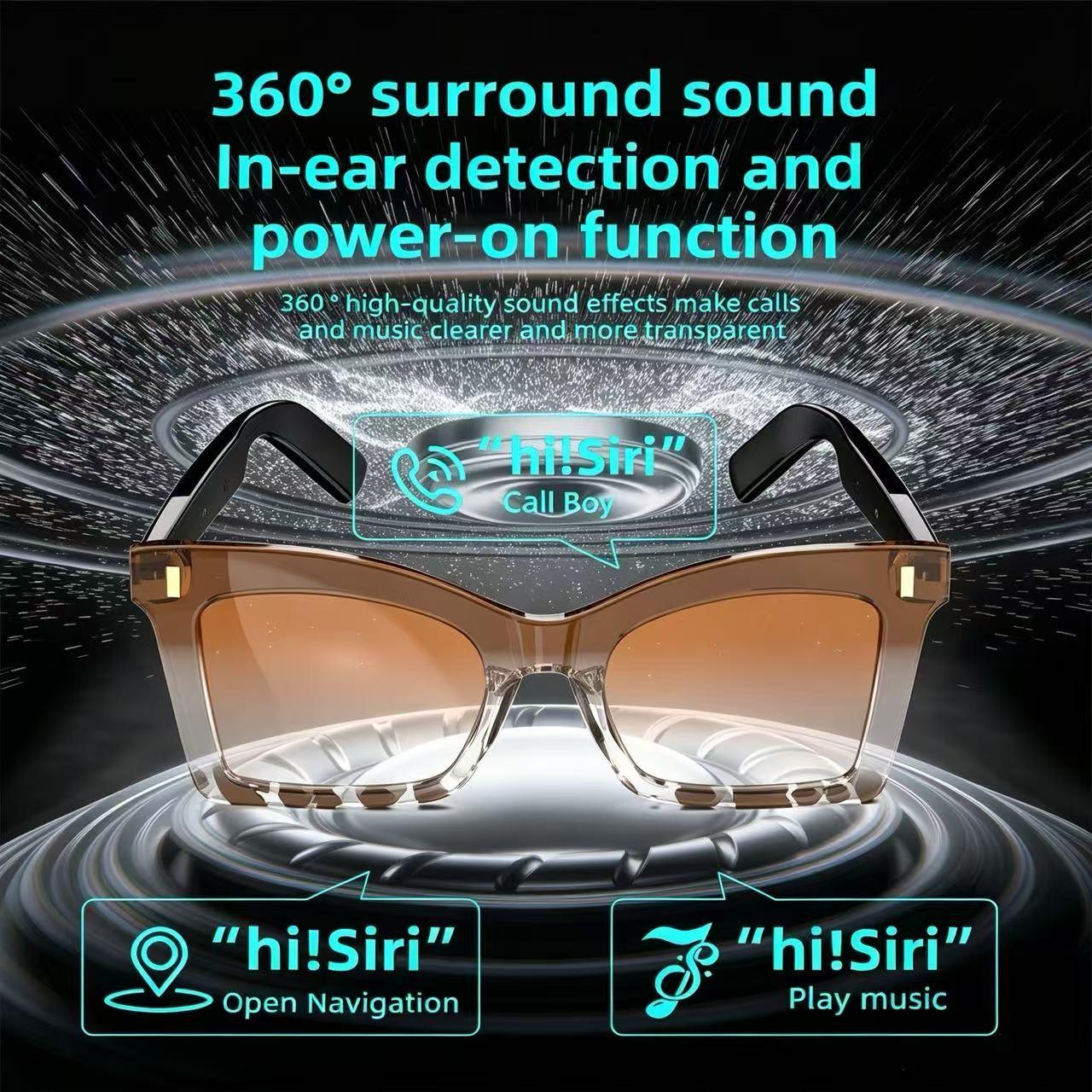 Half Frame Smart Bluetooth-compatible Sunglasses, Hands-Free Call Touch Control, Anti-Glare Lenses, Daily Commute Driving Glasses