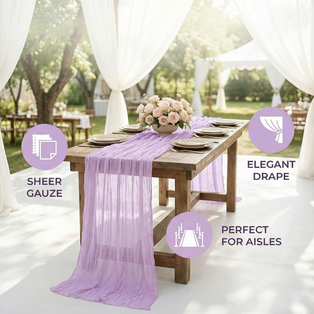 1/6/10pcs Purple Table Runner Bohemian Country-Style Table Runner, Suitable for Weddings, Baby Baptism Parties and Holiday Decorations