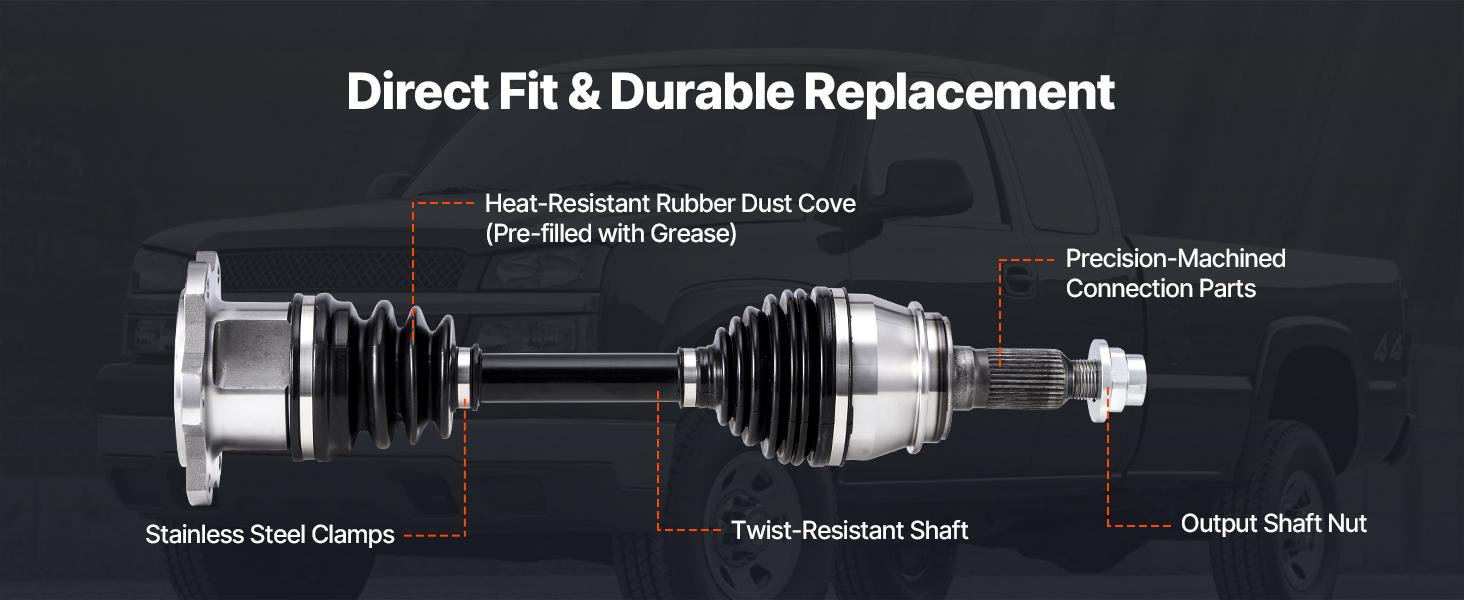 VEVOR CV Axle Shaft Assembly, 2 Pieces Front Left Right (Driver and Passenger Side), Automotive Replacement Axles Pair Compatible with 1999-2006 Chevrolet Silverado 1500, Alloy Steel Carbon Steel