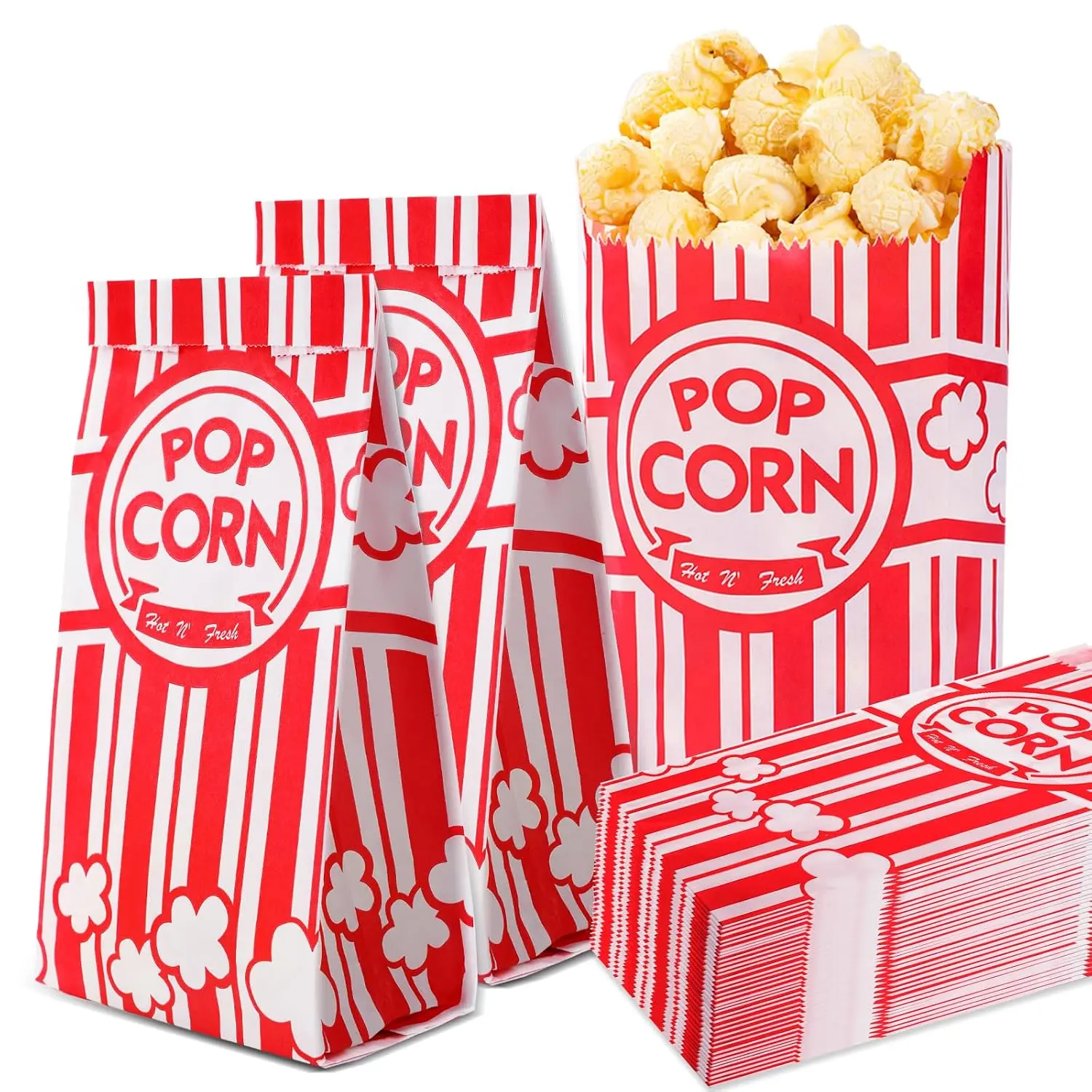 Paper Popcorn Bags,100 Pack 1oz Popcorn Bags Individual Servings | Popcorn Bag Bulk for Popcorn Machine,Movie Nights Pop Corn Bags