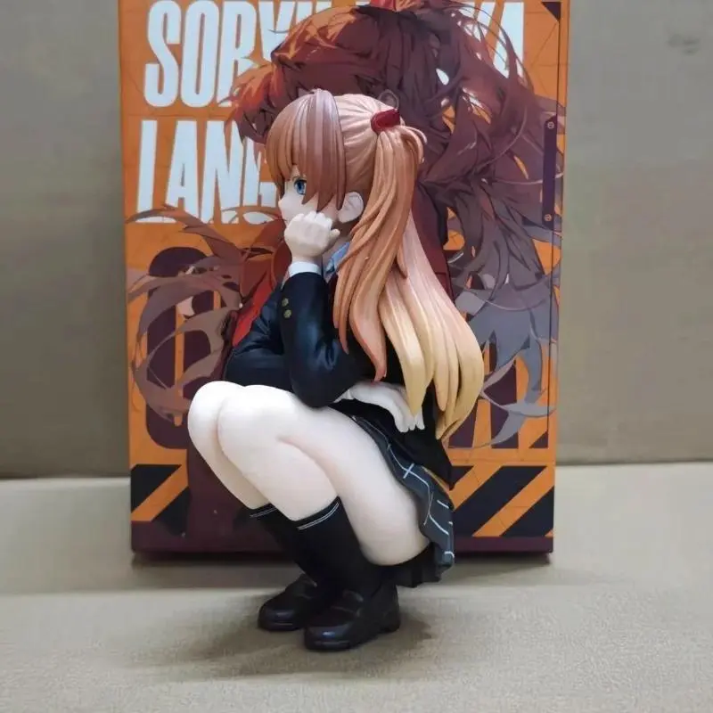 New Century Handmade Gospel Warrior Source Academy Super Cute Squatting Posture Asuka Pretty Girl Anime GK Peripheral Ornament