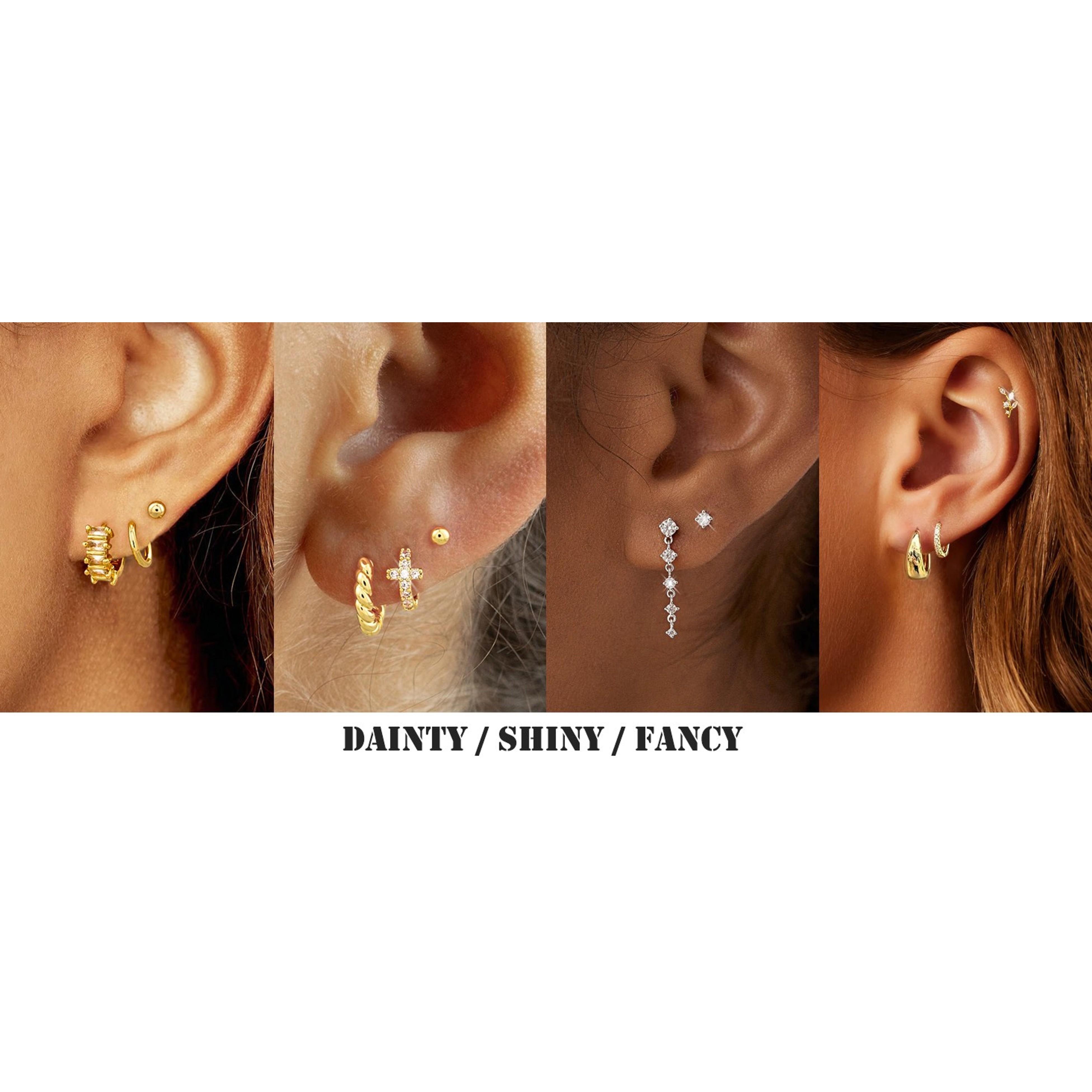 Dainty Dangle Tassel Earrings for Women, Cubic Zirconia Stack, 14K Gold/Silver Plated, Hypoallergenic Lightweight Bridal Prom Wedding Jewelry, Trendy Gift