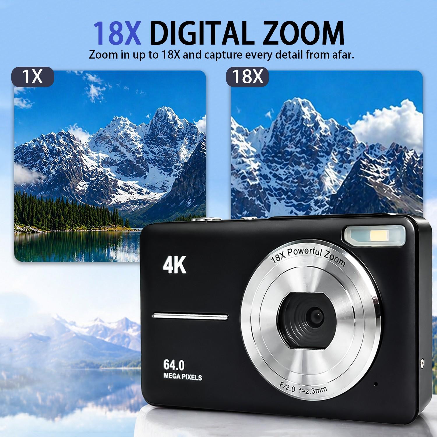 Fhd 1080P Digital Camera, SD Card Expansion Supported, 18x Digital Zoom, Portable Mini Camera for Teens Students, Gift Idea