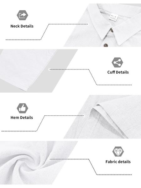 Men's Linen Polo Shirt & Pants Set, Casual Loose-Fit Long Sleeve Top, Spring & Fall Woven Fabric for Daily Wear