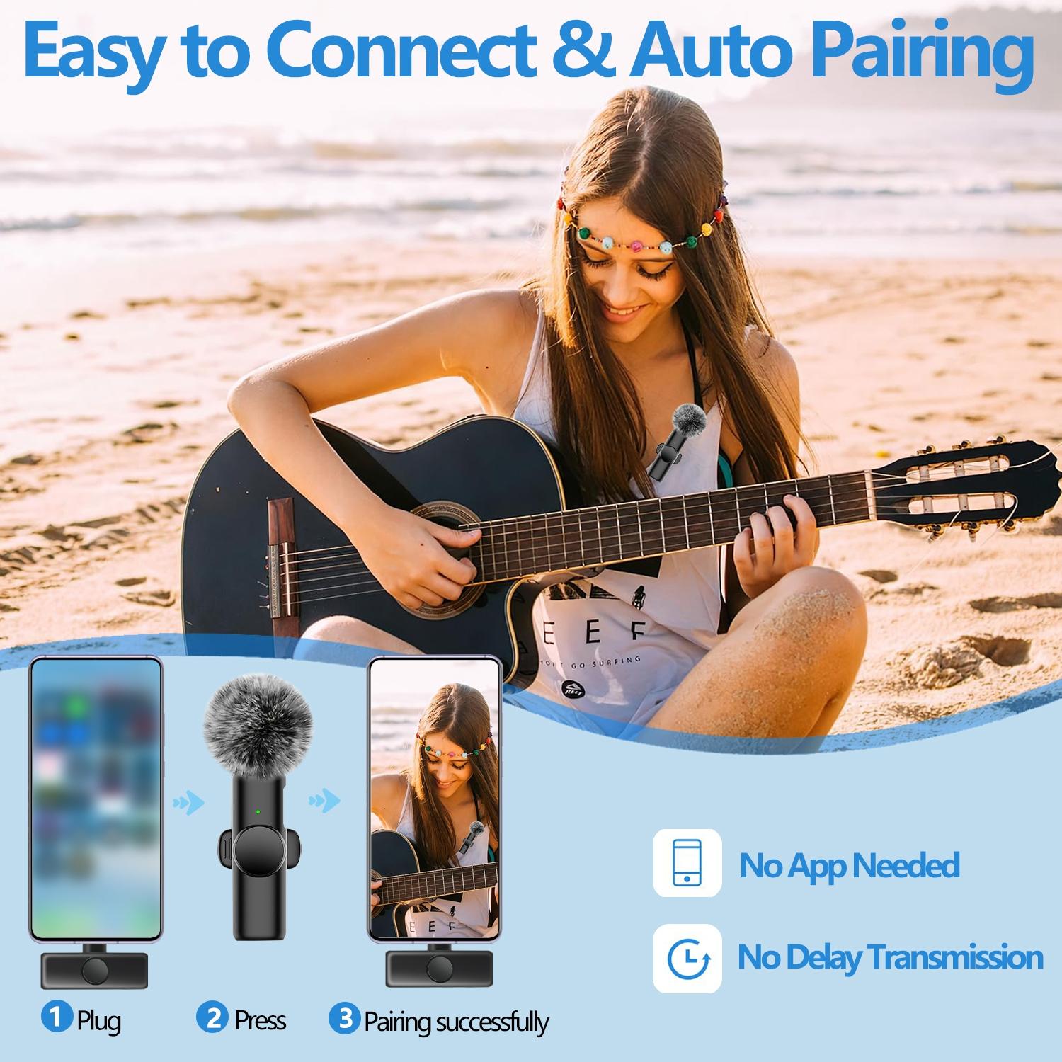 Wireless Lavalier Microphone with Noise Reduction Cover Plug-Play Professional Noise Reduction Recording Clip Mic Plug-Play for Video Recording Interview Podcast Wireless Mic for PC, IOS, Andriod, Record Vlogs, Live Stream, Receiver Wireless Lavalier Microphone with Noise Reduction Cover Plug-Play Professional Noise Reduction Recording Clip Mic Plug-Play for Video Recording Interview Podcast Wireless Mic for PC, IOS, Andriod, Record Vlogs, Live Stream, Receiver