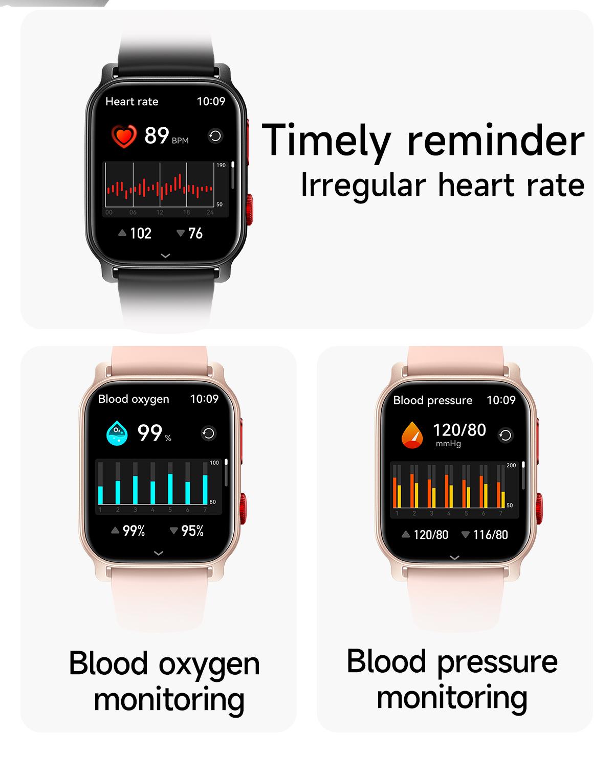 Smart Watch for Men and Women with Call/Message Reminder, Smart Watch 1.83 Inch Touch Screen, Fitness Watch Heart Rate/Sleep/Calorie/Step Monitor, Emergency Flashlight, Activity Tracker for Android iOS