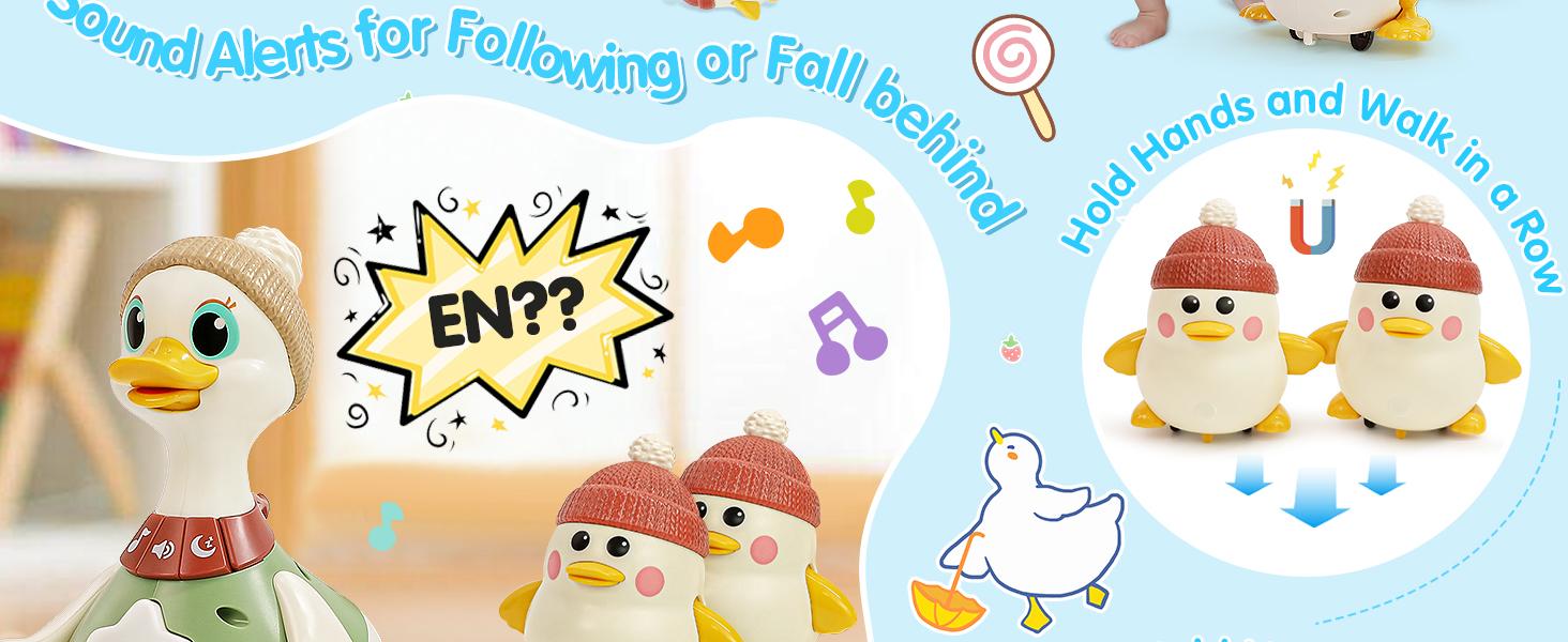 HOLA Musical Light Up 3 Pack Crawling Swinging Ducks Interactive Baby Toy with Exploration Motor Activities Developmental Tummy Time, Christmas Gifts, Sensory Stimulation Infant Toddler Toy Set for 1-3 Years Newborn Cute Gifts
