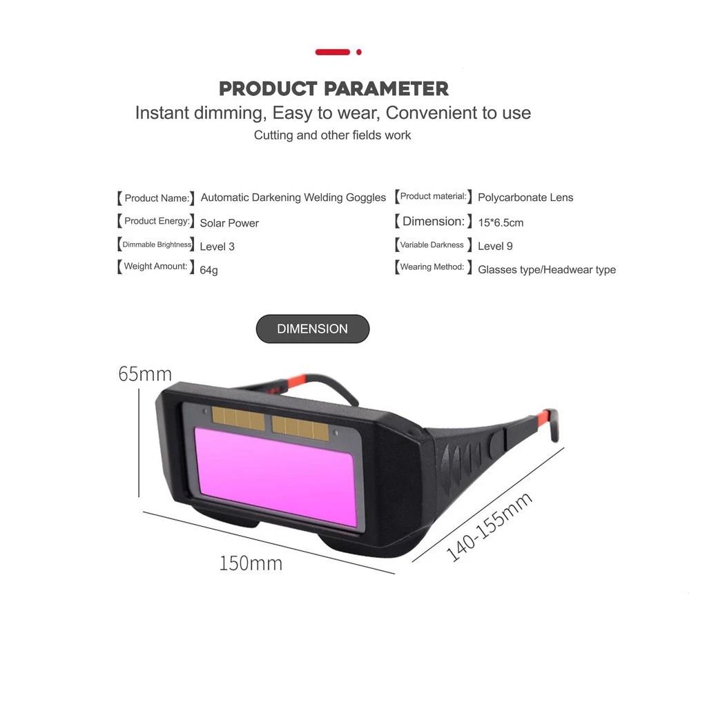 Auto-Darkening Welding Goggles | Adjustable Strap Goggles UV/IR Protection & 1/28000s Reaction - TIG/MIG/ARC Helmet with Clear Lens*5 Welding goggles Industrial Heavy Duty