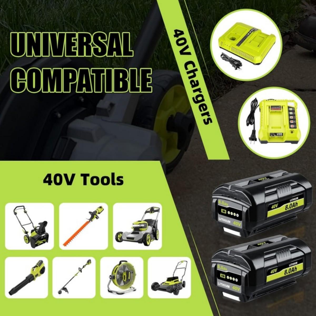 2Pack OP4040 8.0Ah 40V Lithium Replacement for Ryobi 40 Volt Battery OP40401 OP40602 OP4026 OP40501 OP40261 Compatible with Ryobi Battery 40V Cordless Power Tools