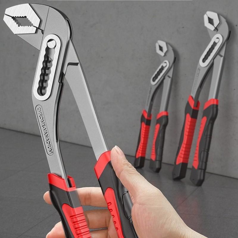 Adjustable Large Opening Carbon Steel Water Pump Pliers, Non-Slip Handle, Multi-Functional Pipe Clamp, Quick Release Lever, Home Use