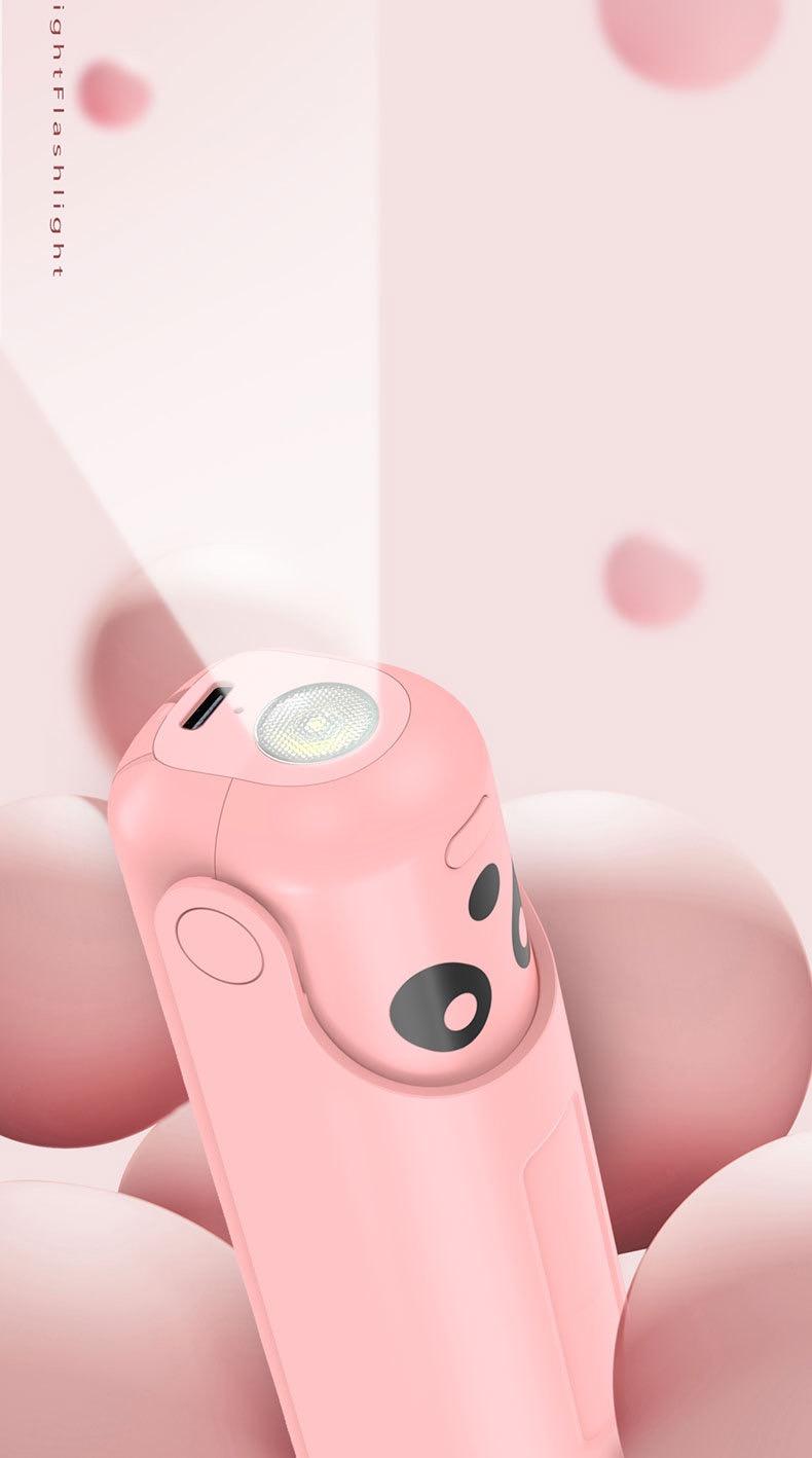 Foldable Handheld Portable Power Bank Mini Fan USB Rechargeable Desktop Fan with Wired Power Bank Portable Fan Mobile Power Bank Charger Pink Folding fan