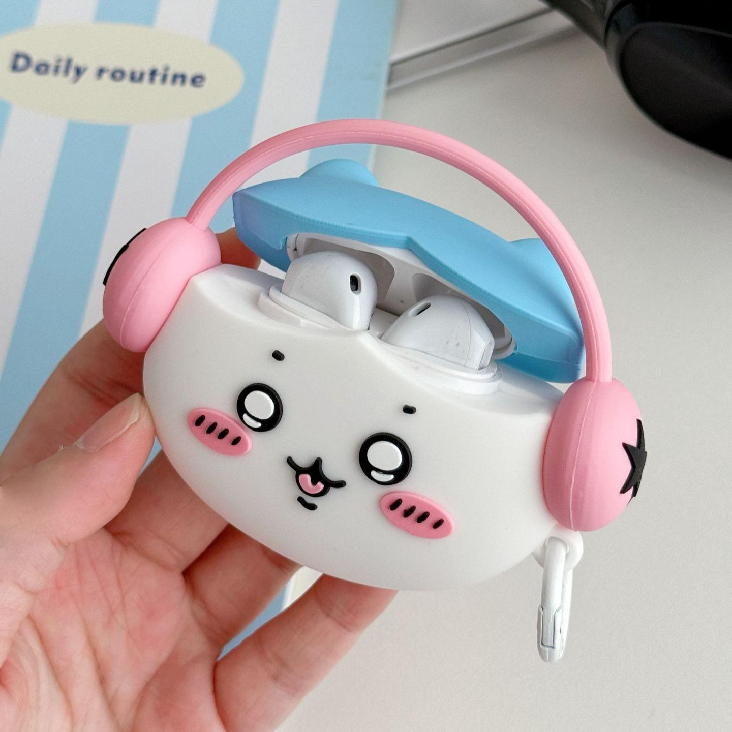 1 piece headphone hachiware headphone case,Cute wireless Bluetooth earphone case, drop resistant, durable and stylish accessory, suitable for AirPods pro3/1/2/3/4/pro/pro2(Different models may have different shapes), Impact Resistant, Protection