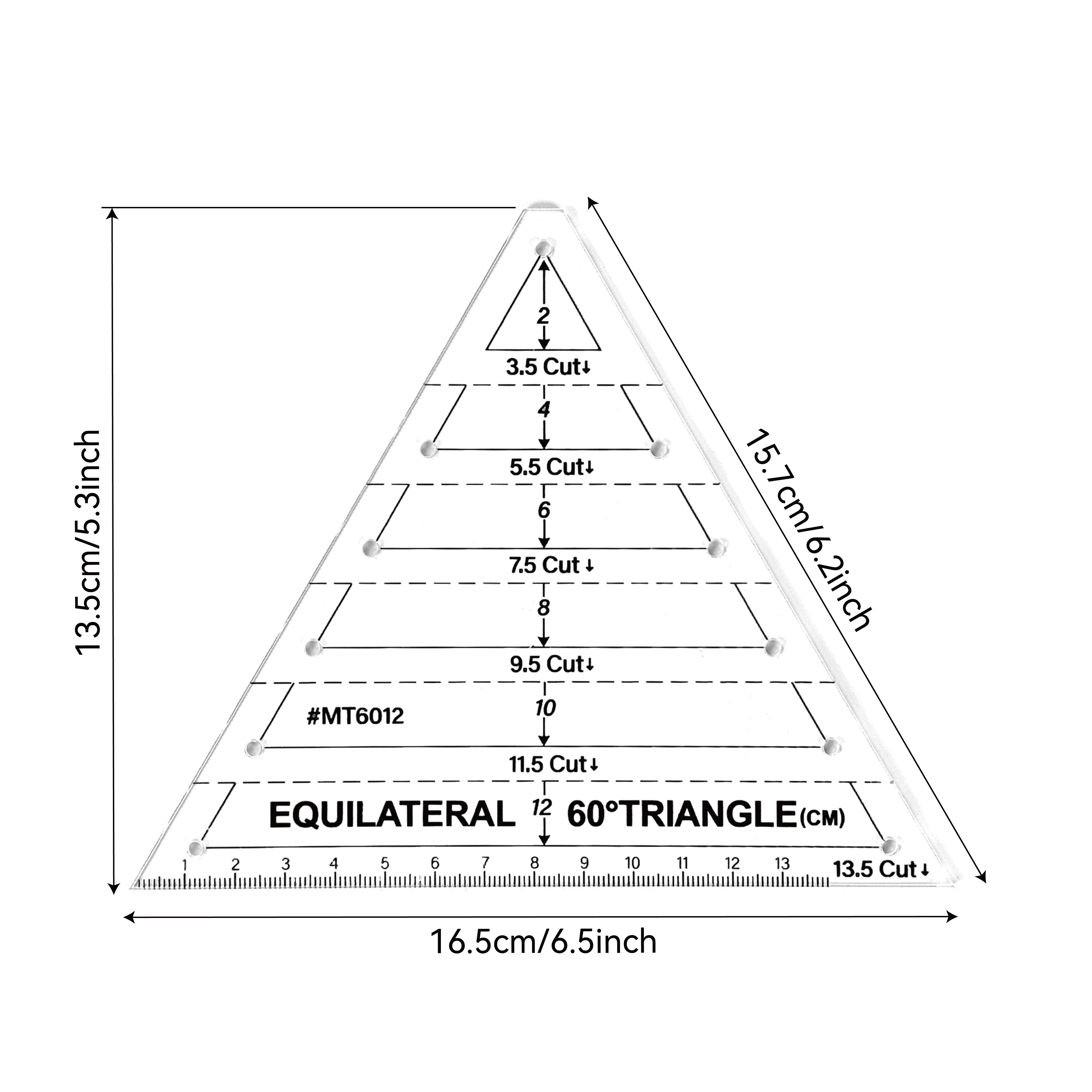 Triangle Quilting Ruler Template, Acrylic Sewing Patchwork Measuring Tool, DIY Handmade Craft Templates, Multiple Sizes for Quilting, Blanket Making, Sewing Tools
